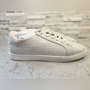 Katy Perry Collections Croc-Embossed White Sneakers